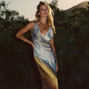 12th Tribe Dolce Golden Ombre Cowl Neck Maxi Dress Size SS